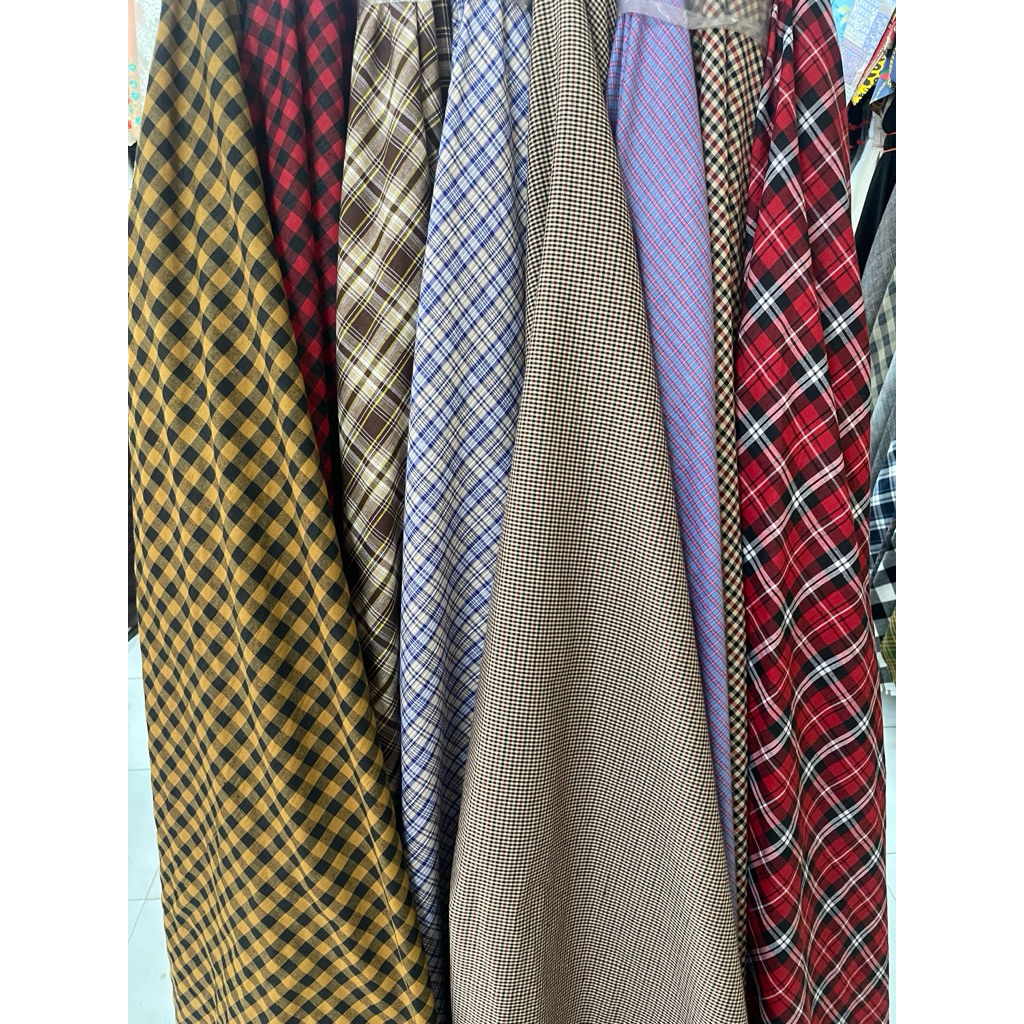 kain katun jepang motif kotak - kain katun jepang motif premium b