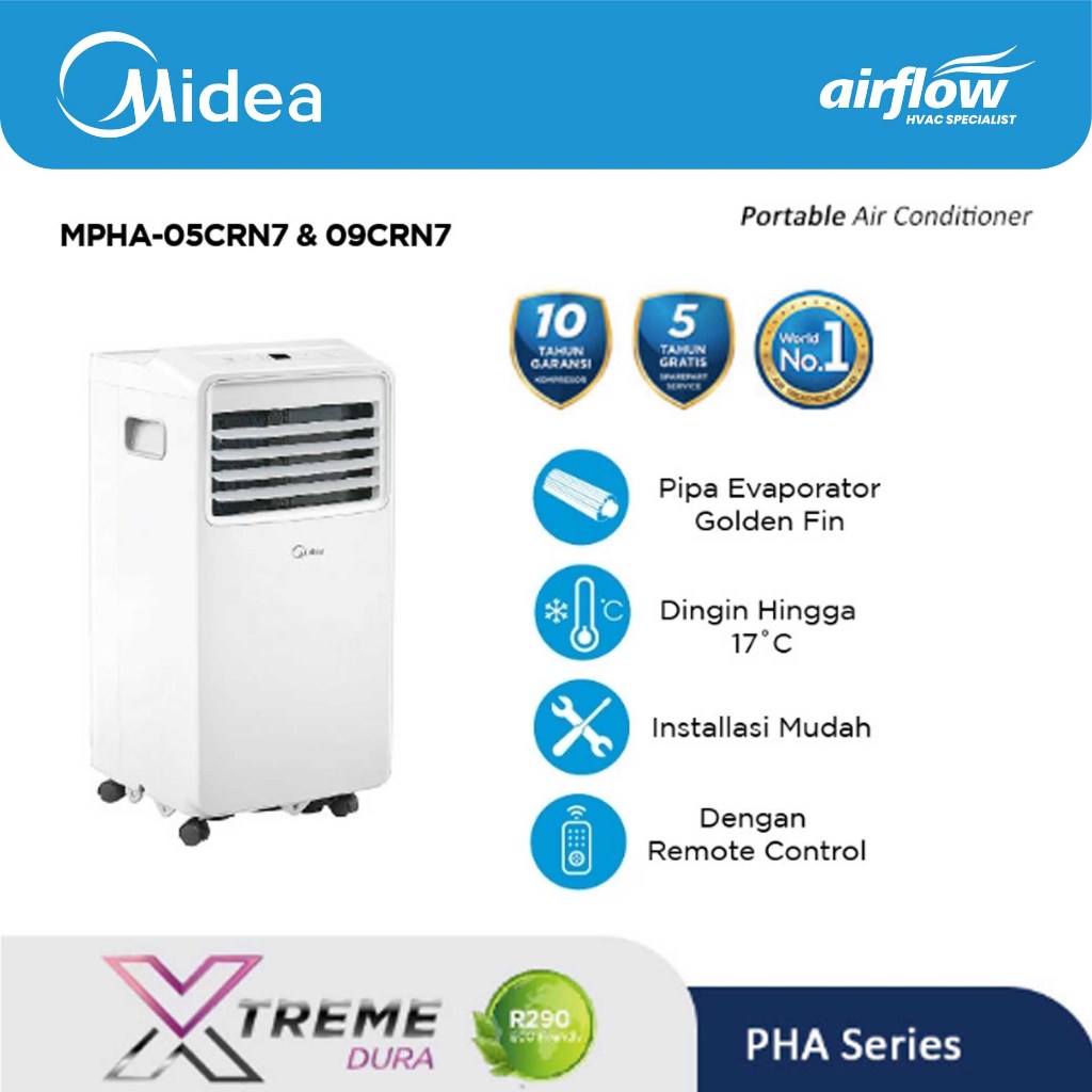AC PORTABLE MIDEA 1/2 PK (0.5 PK) - MPHA-05CRN7