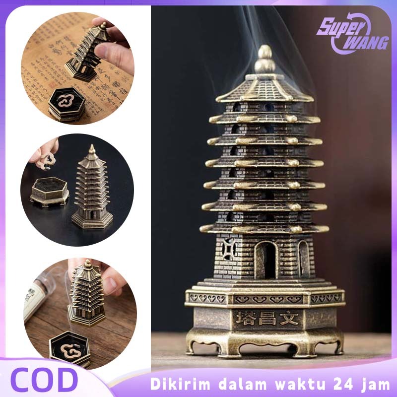 Tempat Bakar Dupa Bukhur Bentuk Menara Kuno Wadah Dupa Bakar Tempat Dupa Asap Bawah