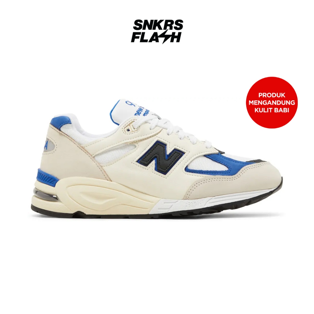 NEW BALANCE 990 V2 MADE IN USA WHITE BLUE Sepatu Sneakers Unisex - M990WB2 - Size 44