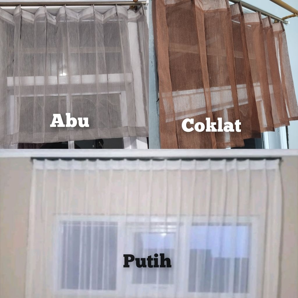 Vitrase Gorden Etalase Makanan Warteg -Tirai Jendela Pendek Putih Polos Bahan Puring Cantik