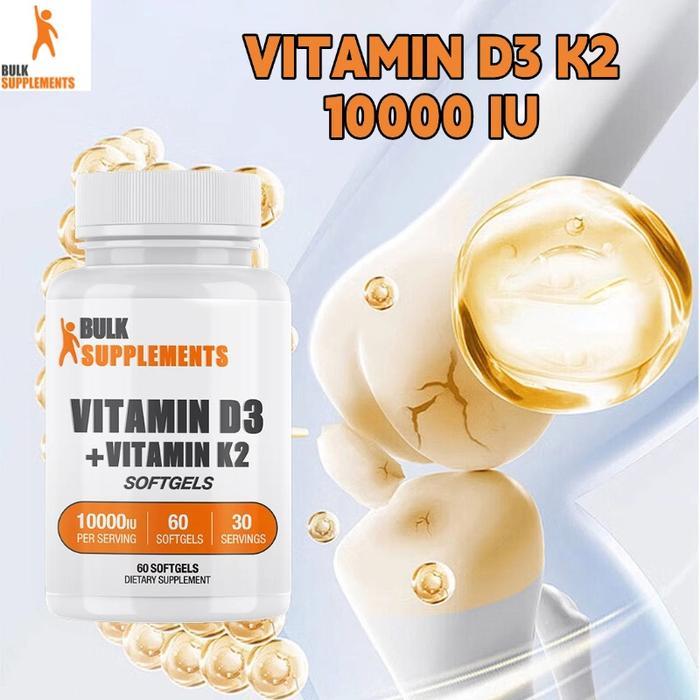 Kapsul Vitamin D3 & K2 250mcg+200mcg (10.000IU) - Optimal Kesehatan Tulang & Jantung - 60 Softgels