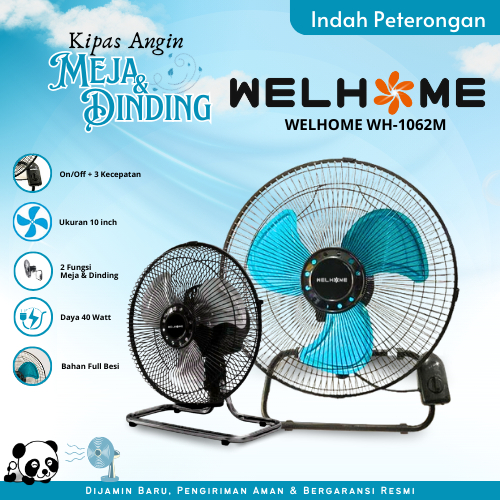 Kipas Angin 2in1 Welhome WH-1062M/Kipas Angin Murah Jombang Metal Series