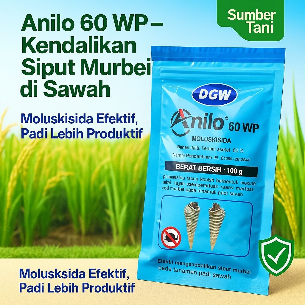 Obat Keong Anilo 60 wp 100 gr, obat keong bubuk
