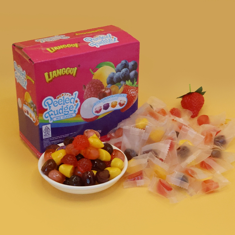 

120Pcs Permen Kupas Rasa Buah HALAL Stroberi Mangga Jeruk Kenyal Manis Snack Kantor Piknik