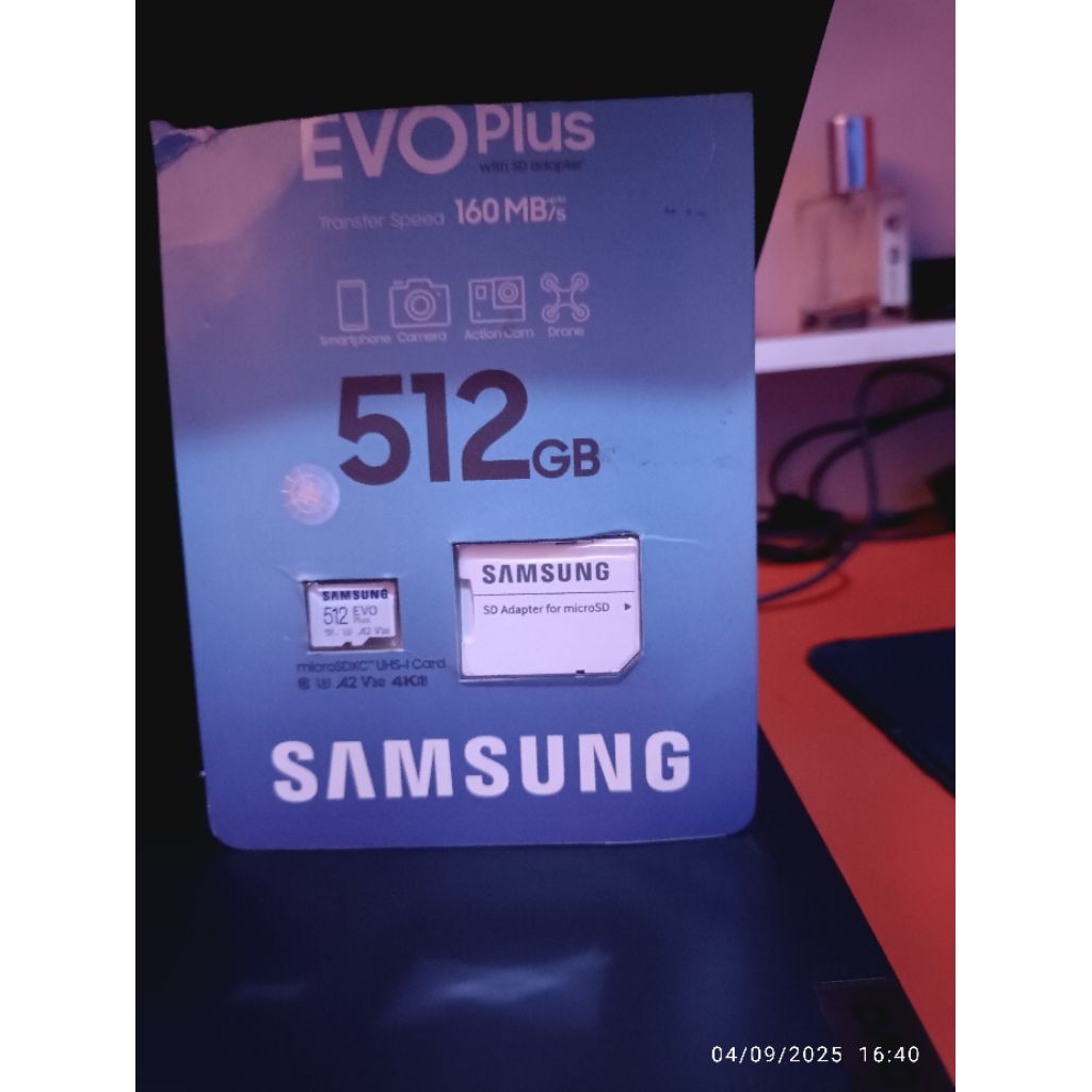SD card samsung evo plus original 512GB, bekas pemakaian di legion go s, kondisi normal