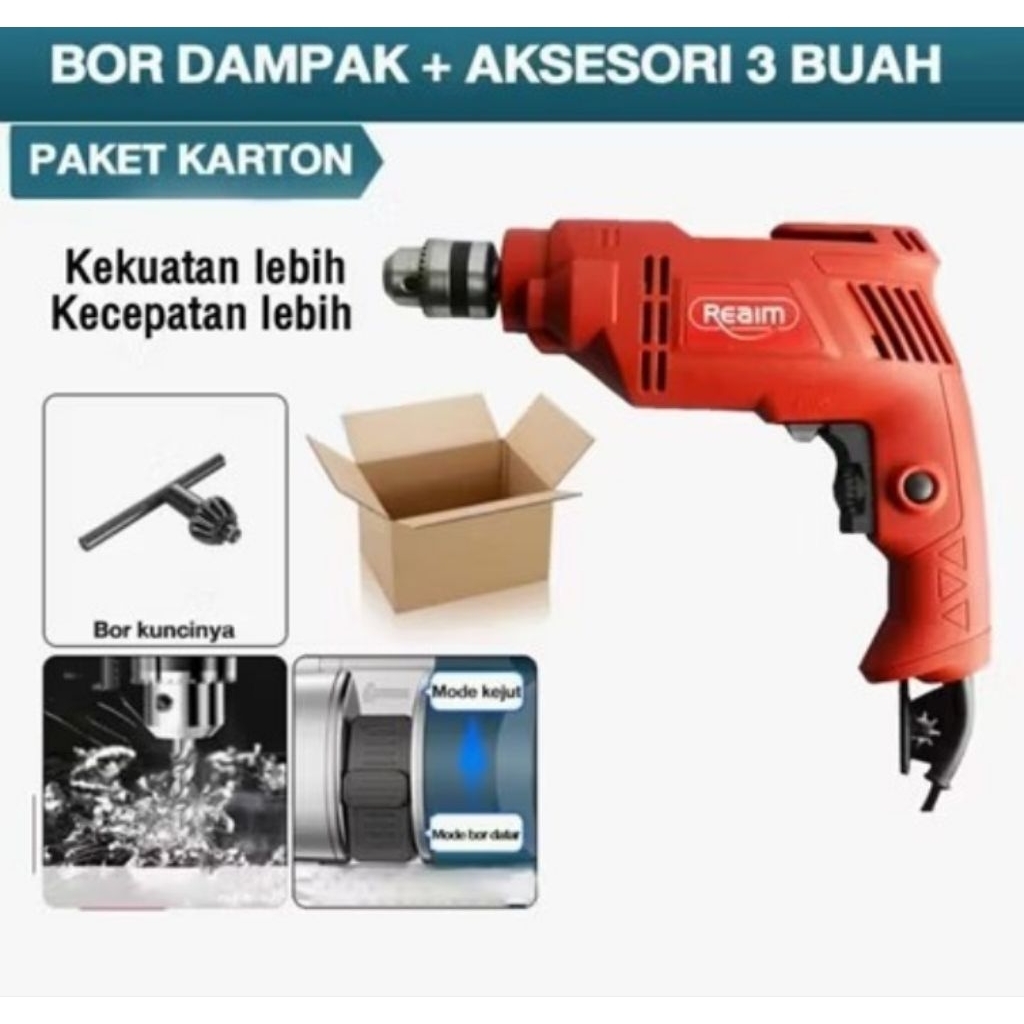 MESIN BOR LISTRIK 10mm BOR TANGAN BOLAK BALIK