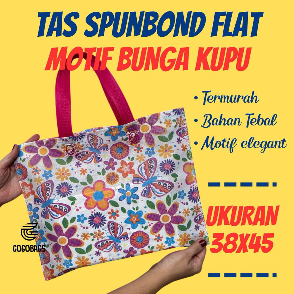 

Tas Spunbond Printing 3D Motif Bunga Kupu / Tas Spunbond Flat 35x28 Motif Bunga Kupu / Tas Hajatan / Tas Tasyakuran / Tas Souvenir / Tas Ulang Tahun / Tas Aqiqah / Tas Khitanan / Tas Besek / Tas Hampers / Tas Idul Fitri / Tas Packaging Online Shop