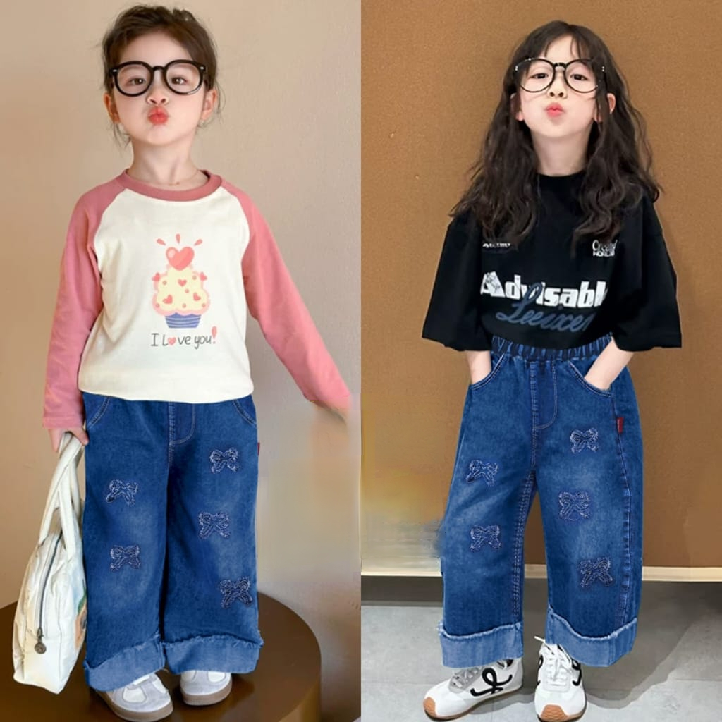 jeans kulot import anak cewek usia 2-7 tahun / kulot jeans anak cewek import / jeans kulot panjang a