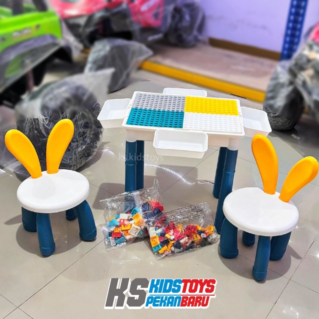 meja blok lego set kursi