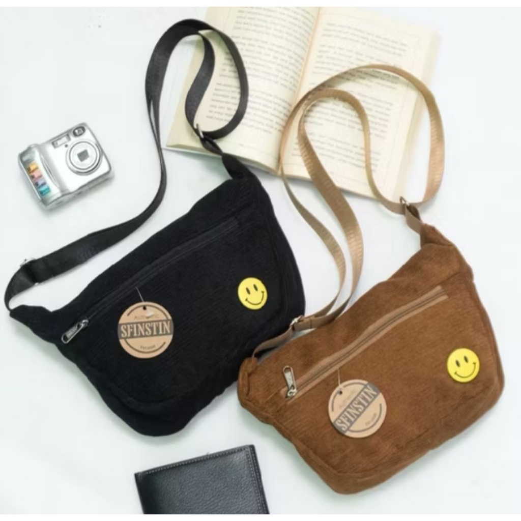 Tas Selempang Pria Corduroy Tas Slingbag Pria Wanita Tas Bahu Corduroy
