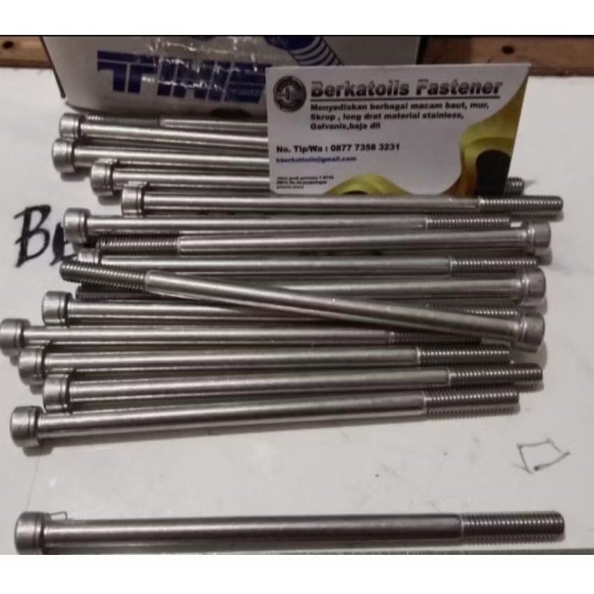 Baut L stainless 304 m8x130 half drat kunci L6