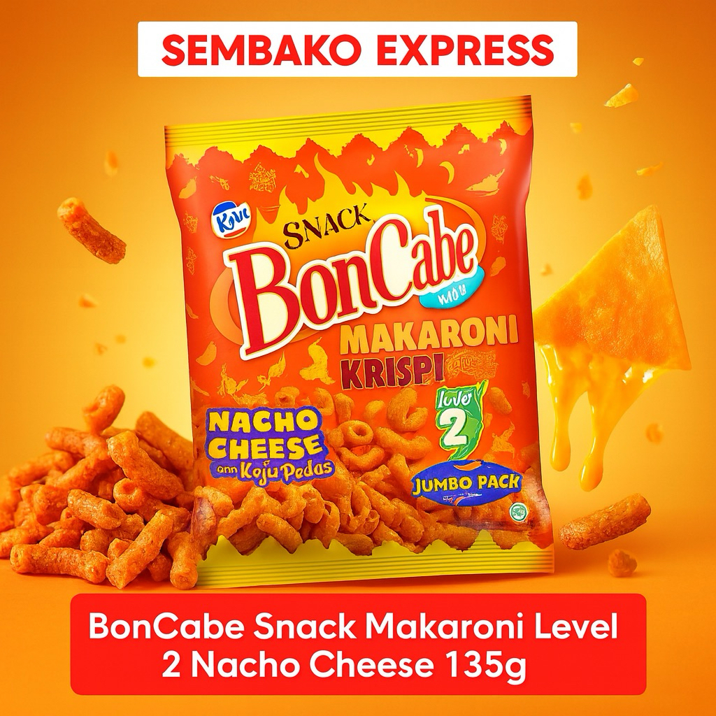 

BonCabe Snack Makaroni Krispi Level 2 Nacho Cheese Jumbo 135g
