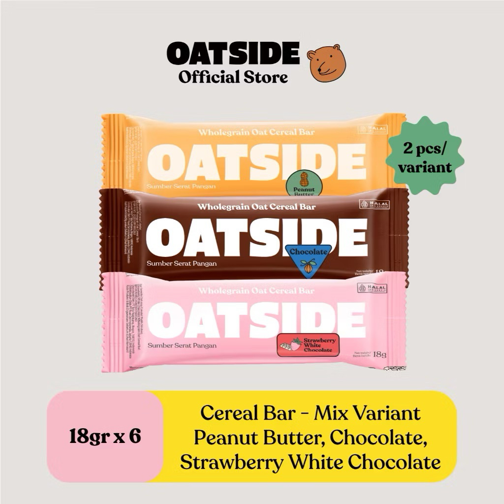 

OATSIDE Mix Cereal Bar Chocolate,Peanut Butter, Strawberry White Chocolate (6pcs)