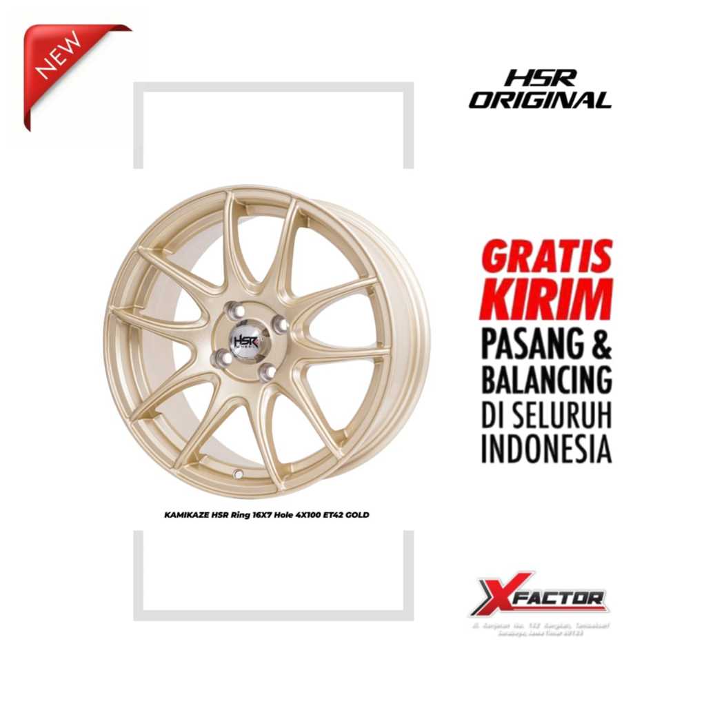 VELG R16 HSR KAMIKAZE HSR R16X7 H4X100 ET42 GOLD