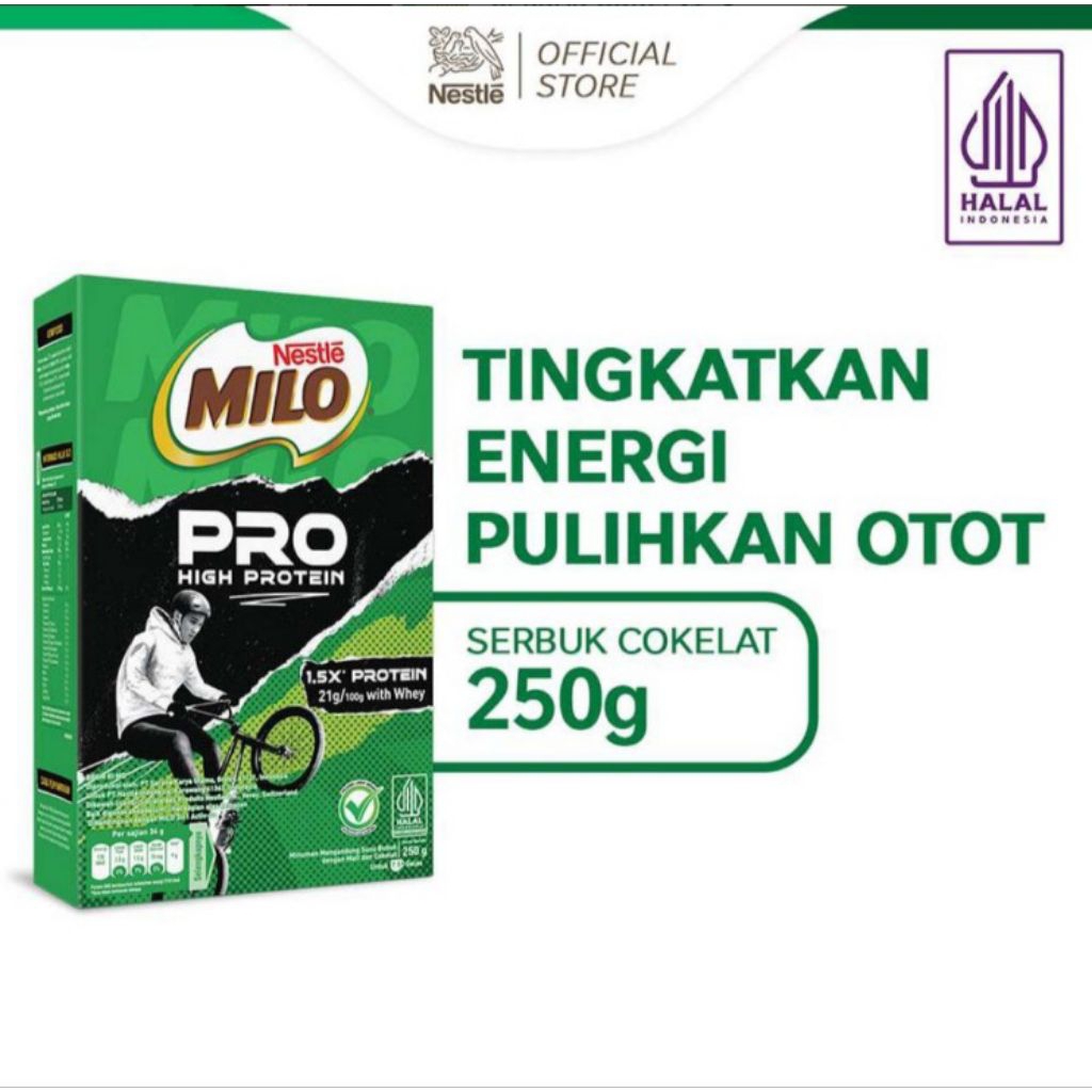 

Milo Pro Minuman Susu Bubuk Cokelat Protein 250 g