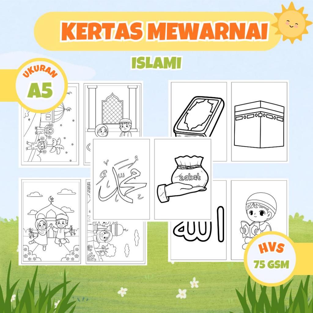 

Kertas Mewarnai Tema Islami | isi 20 Gambar Berbeda