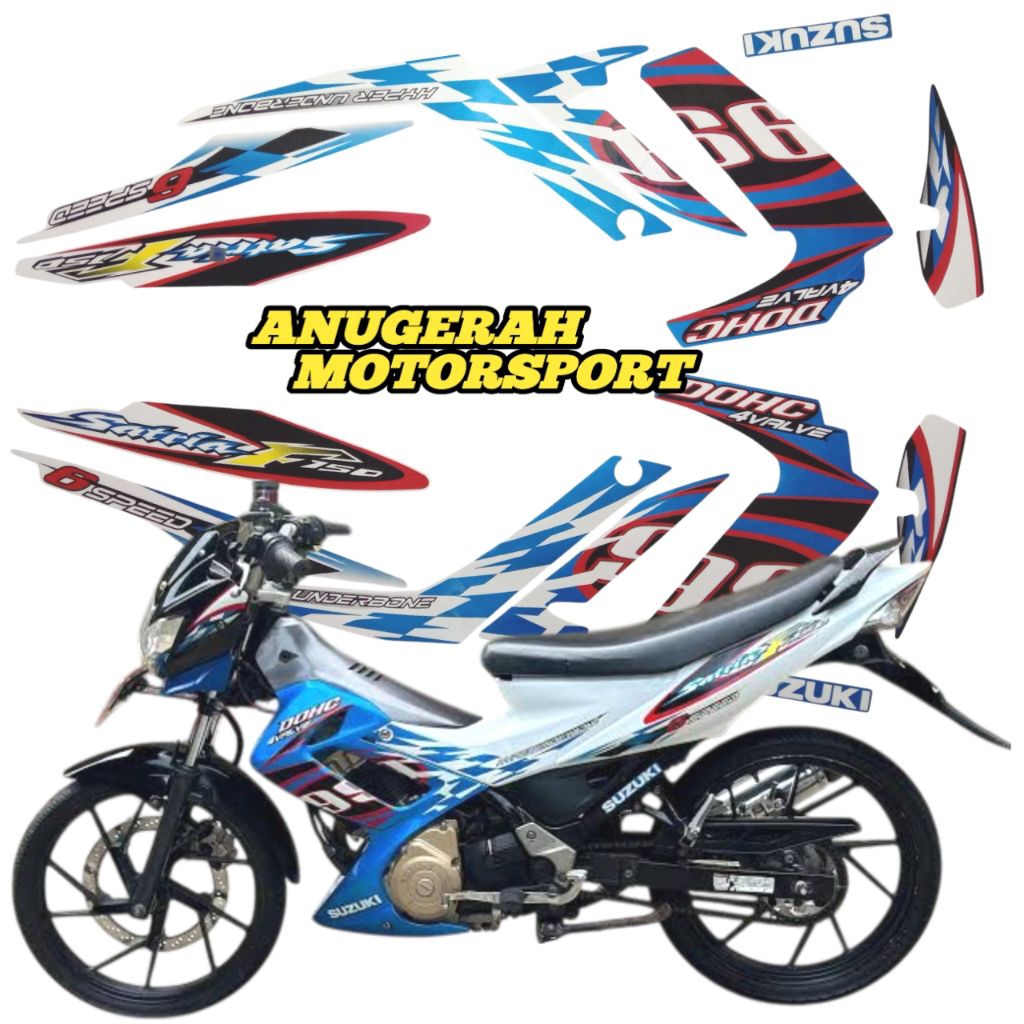striping stiker lis Satria Fu 2012 2013 biru putih