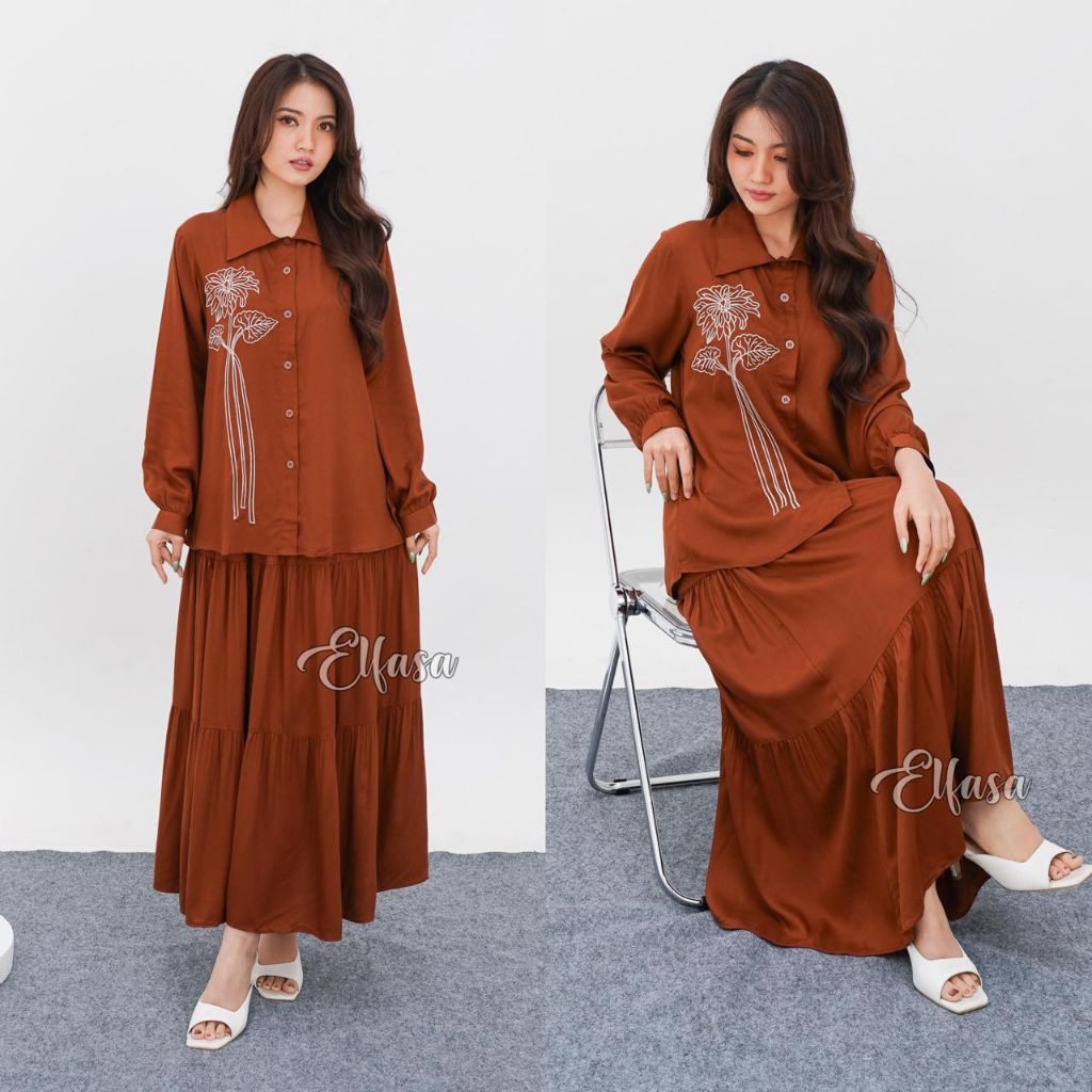 ONESET ELFASA/ONESET CHERRY BORDIR/SET RAYON TWILL/ONESET POLOS/SETELAN POLOS PANJANG/ONESET RAYON