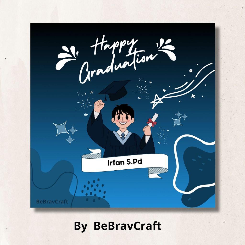 Wisuda Animasi Frame Custom - Kado Wisuda Cewek Cowok Pajangan Dinding