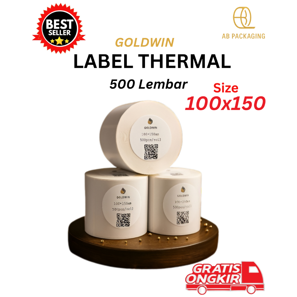

Label Thermal Barcode 1pcs 100x150MM Goldwin / Sticker Thermal Resi ISI 500 LEMBAR TERMURAH