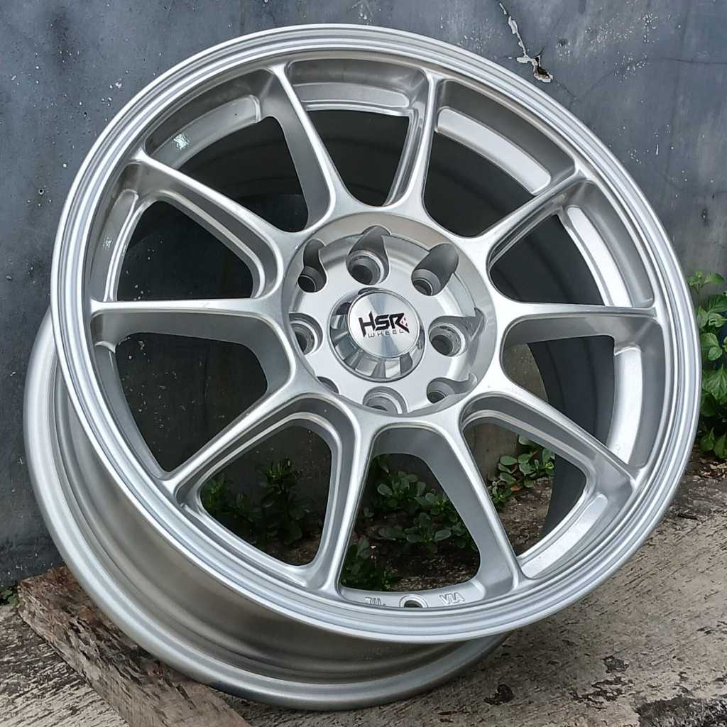 pelek mobil brio calya sigra dll ring 15 hsr zico velg mobil racing r15 lebar 7 lubang 4 silver
