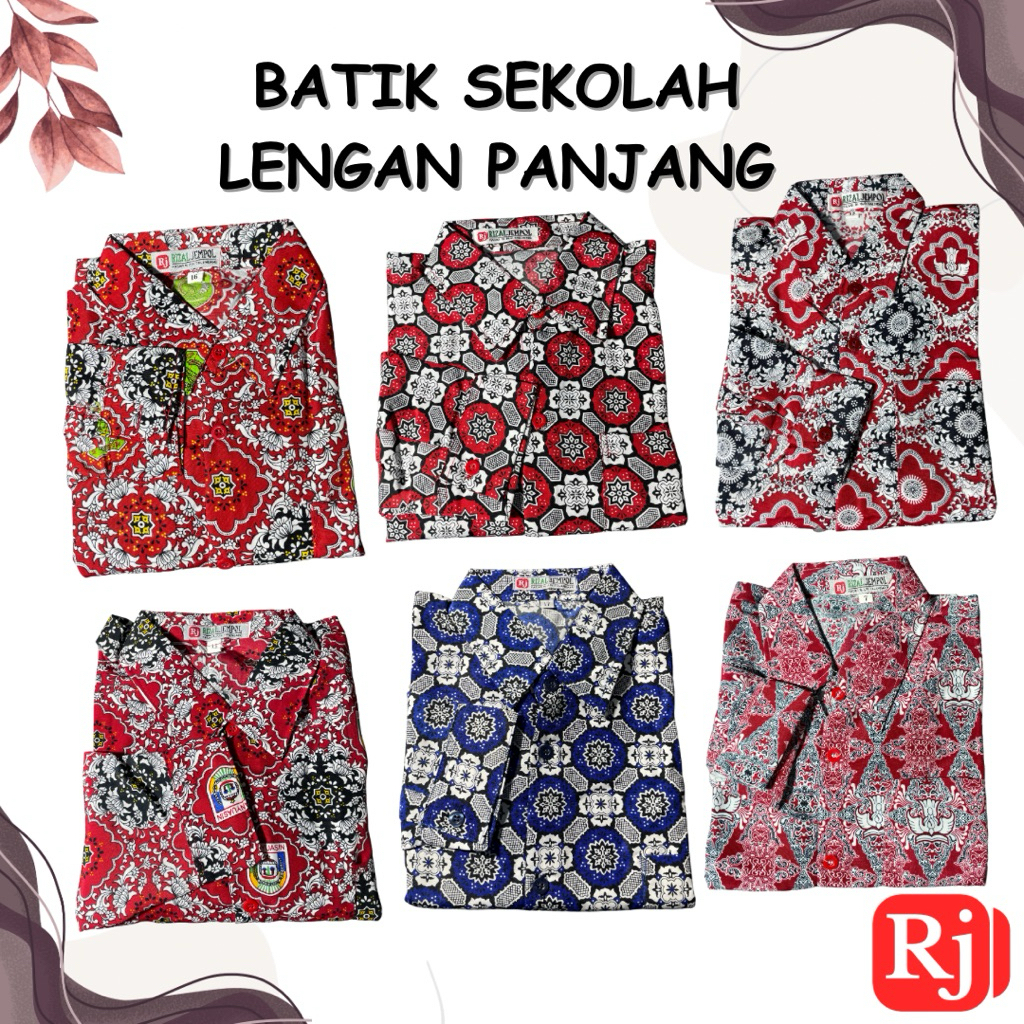 Batik SD Lengan Panjang RIZAL JEMPOL SD SMP Custom Batik SD Nasional Lengan Panjang Bahan Berkualita