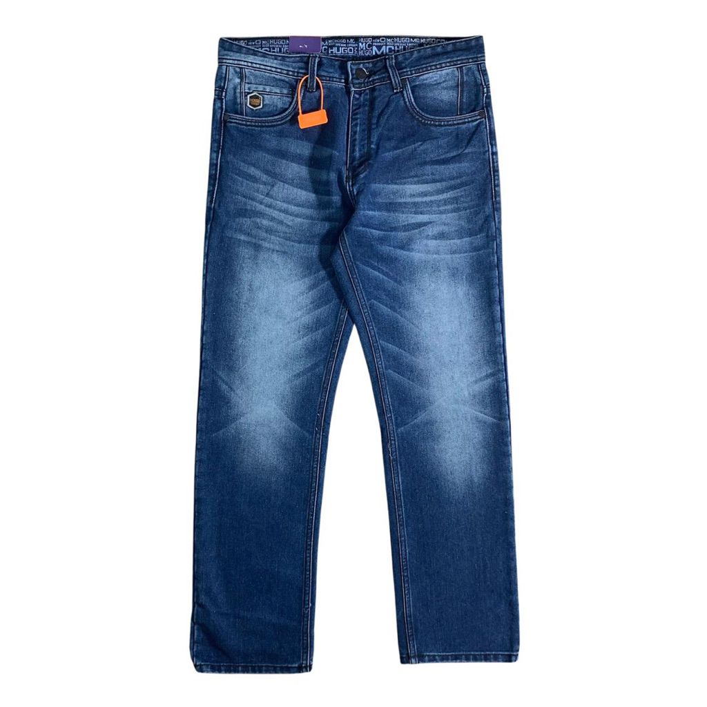 Celana Jeans Oxy Hugo Varian Fadding Whisker Fashion Panjang Pria Loose Standar Reguler