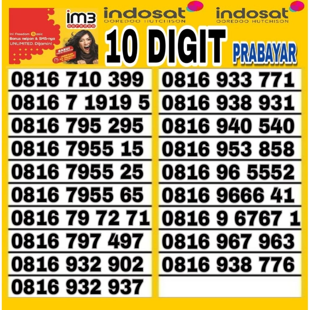 NOMOR CANTIK INDOSAT IM3 10 DIGIT 4G LTE 1919