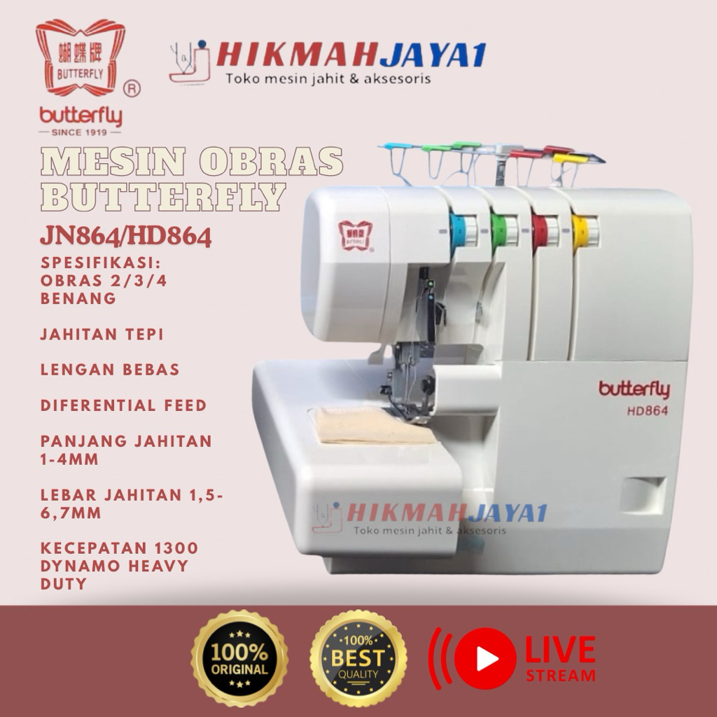 Mesin Obras Portable Heavy Duty Butterfly HD864& YAMATA FY14hd754