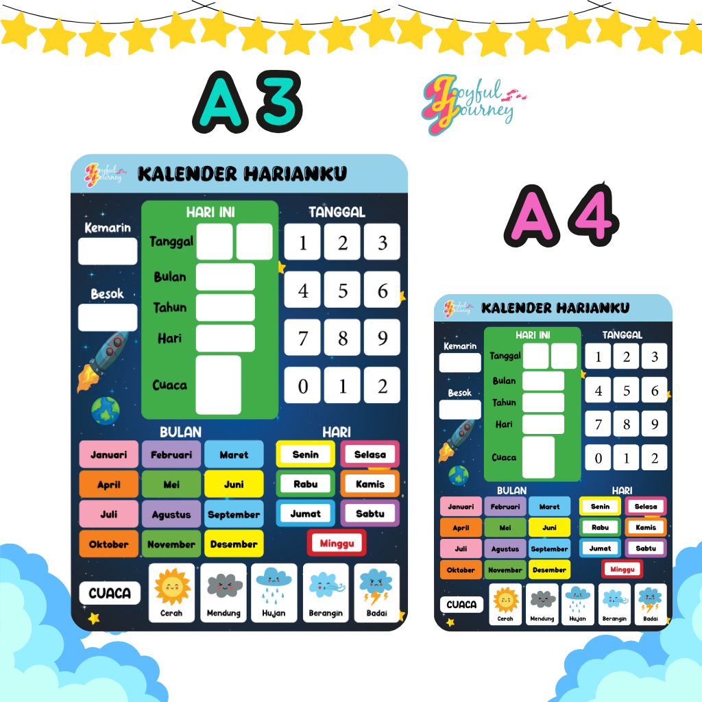 

NEW!!! LEBIH TEBAL A4 A3 Aktivitas Kalender Anak My Activity Calender for Kids Mainan Edukasi Anak Daily Calendar