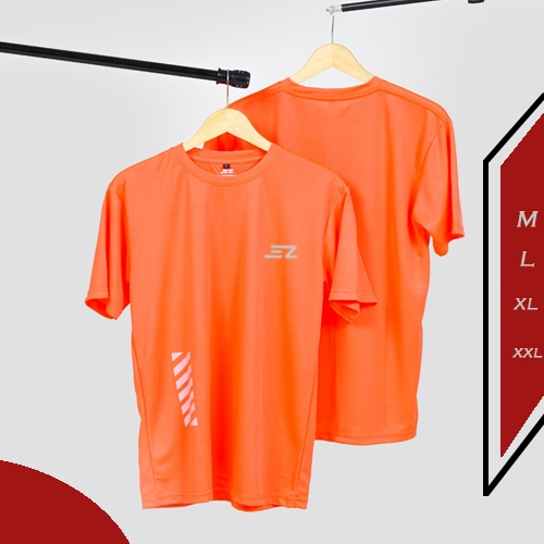 EZRY X Kaos Jersey Baju Atasan Olahraga Pria Dryfit Orange Lengan Pendek Outdoor Running Lary Gym