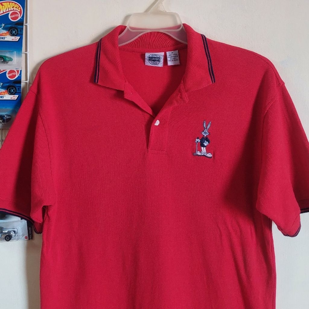 vintage bugs bunny looney tunes warner bros polo shirt size Medium