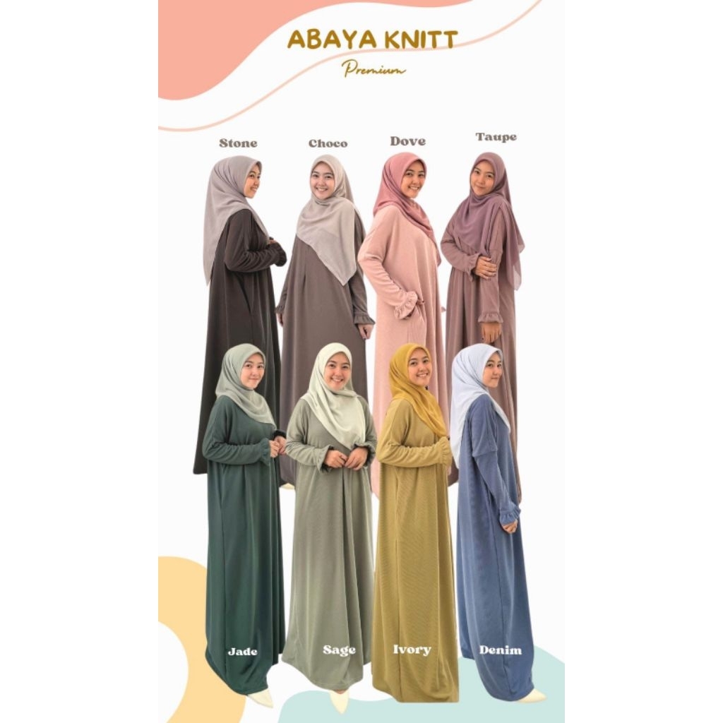 ABAYA KNIT RESLETING TANGAN ABAYA MUSLIMAH MOTIF POLOS