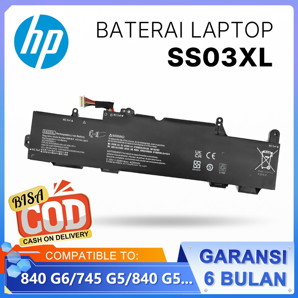 Baterai Laptop 11.55V 4330mAh 50Wh untuk HP EliteBook 730/735/740/745/755/830/840/846 G5/G6, ZBook 1