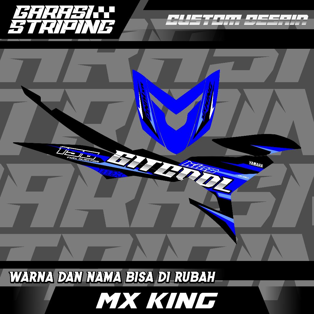STRIPING CUSTOM VARIASI TRANSPARAN MX KING STICKER VARIASI MOTIF TERBARU KEREN MERAH HITAM