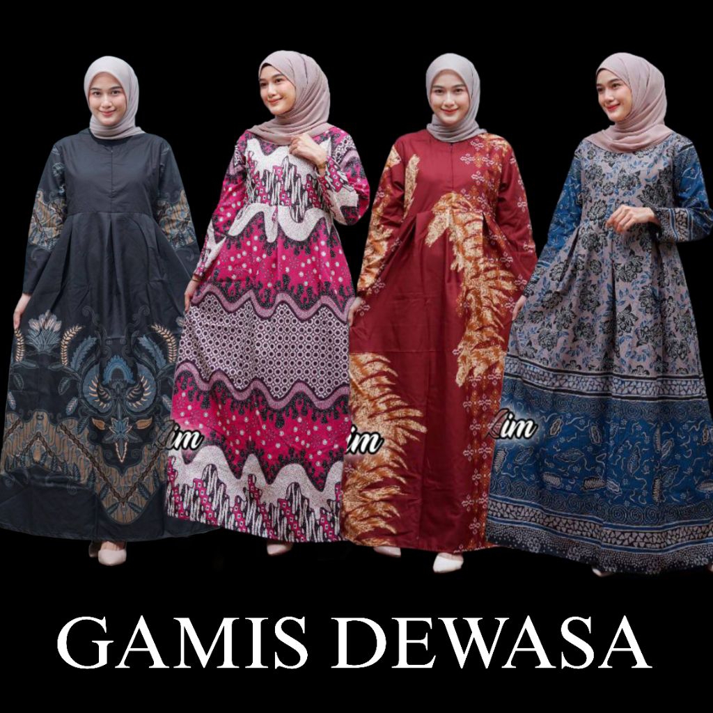 Gamis Batik Pekalongan Busui Jumbo Baju Wanita Muslimah Jumbo LD 120