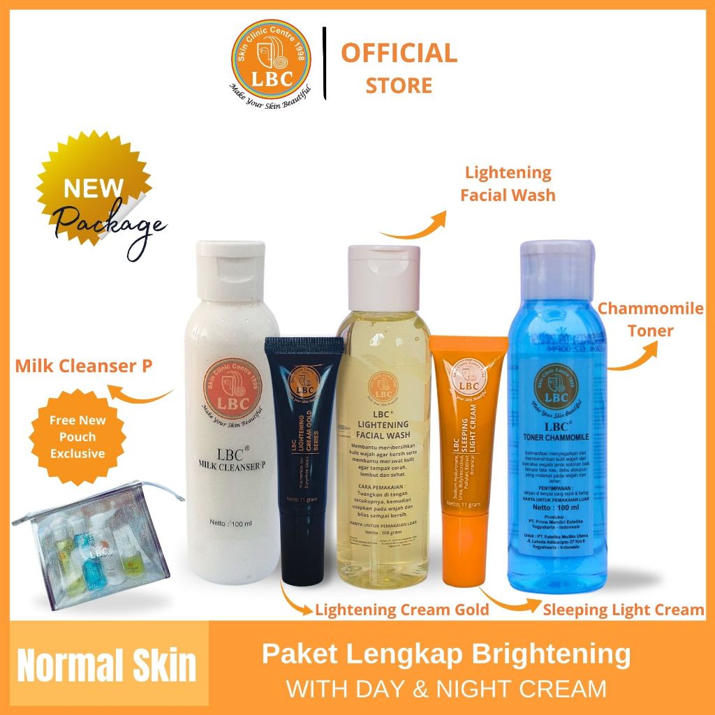 LBC - Paket Skincare Brightening with Day & Night Cream (Free Pouch)