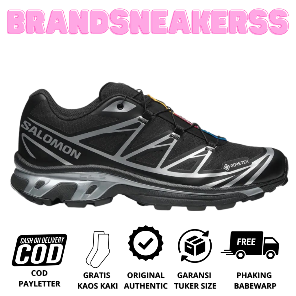 Sepatu Hiking Trailrun Salomon Xt 6 Goretex Black Silver Original