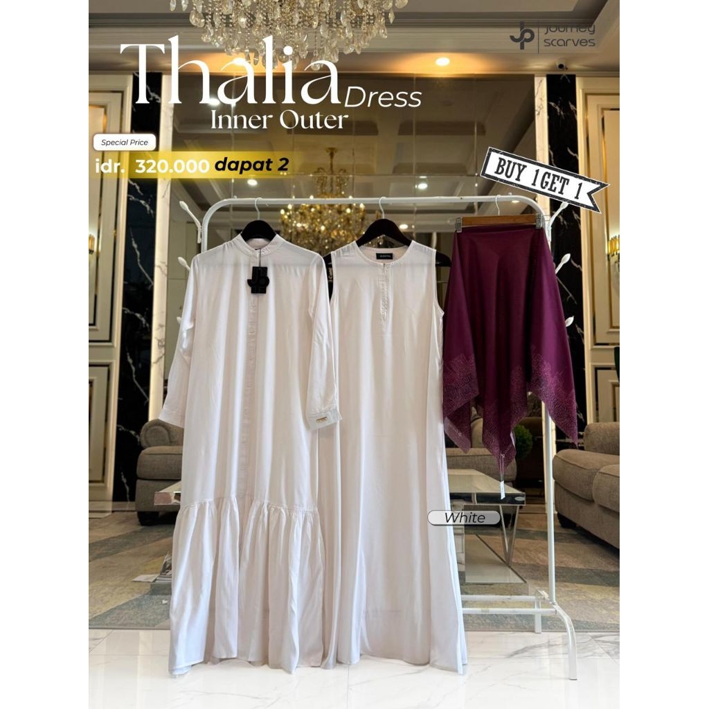 Thalia dress by Journey✔️gamis outer, gamis polos, gamis journey