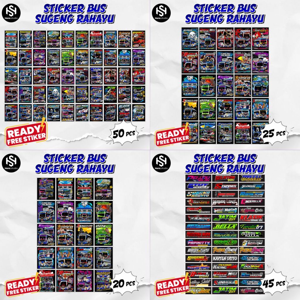 (ISI 50)STICKER BUS MANIA / STICKER BUS SUGENG RAHAYU TERBARU / STICKER BUS VIRAL TELOLET BASURI