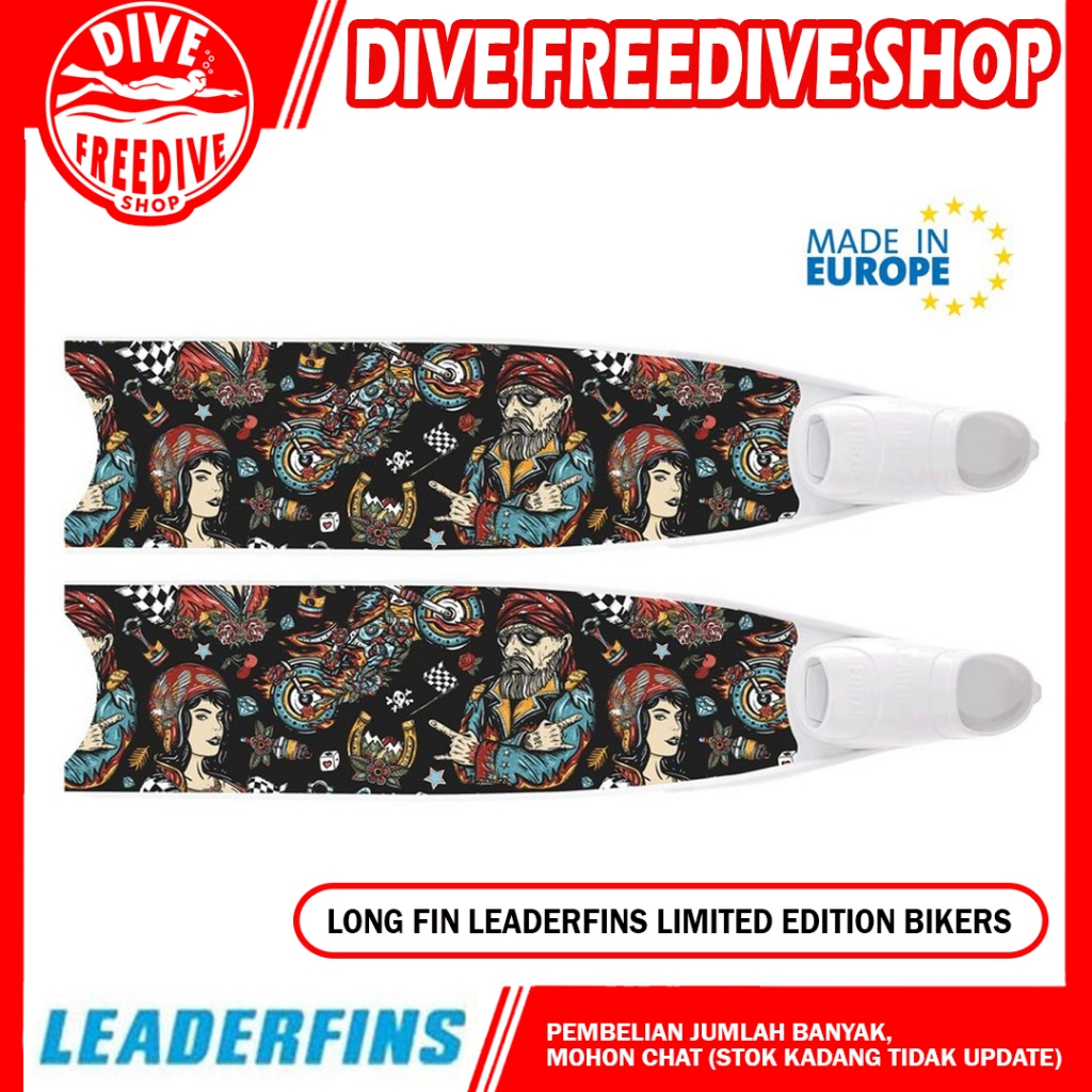 Long Fin Leaderfins Limited Edition Bikers Fiberglass Pure Carbon Fins Kaki Katak Freediving Freediv