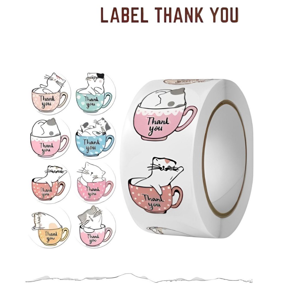 

Stiker Label Roll Thank You 500 pcs Stiker Bulat Terima Kasih Kemasan Makanan Murah Berkualitas