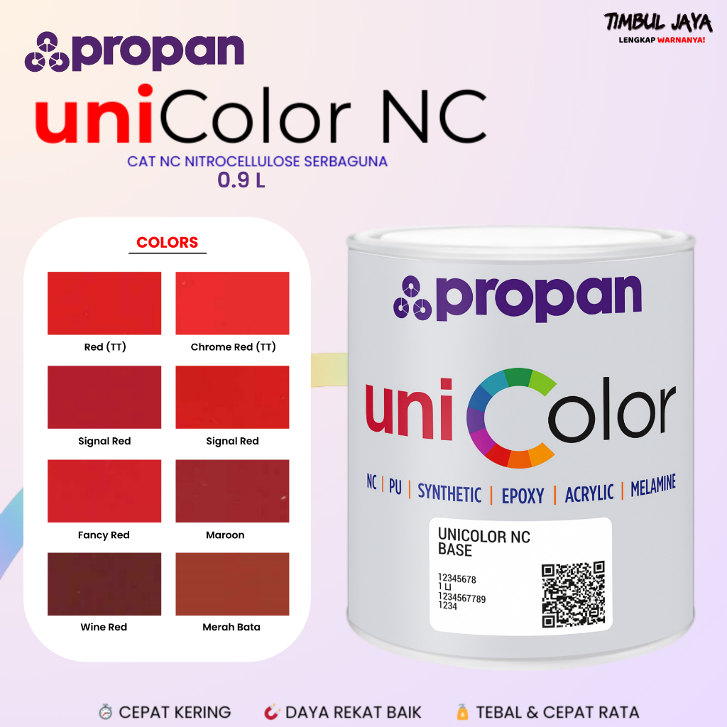 Cat Duco NC Propan Unicolor 0,9Liter Merah Glossy Maroon / Cat Mobil Propan / Cat Duco Besi Kayu Pla