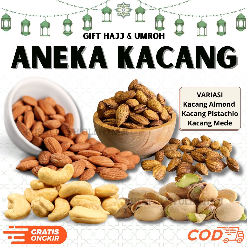 

ANEKA KACANG ARAB KEMASAN 1 KG KACANG PREMIUM ASLI ORIGINAL KACANG ALMOND KUPAS 1KG I KACANG ALMOND KULIT 1KG I KACANG MEDE 1KG I KACANG PISTACHIO 1KG OLEH OLEH HAJI DAN UMROH I KACANG ALMOND PANGGANG SUDAH MATANG OLEH OLEH HAJI DAN UMROH