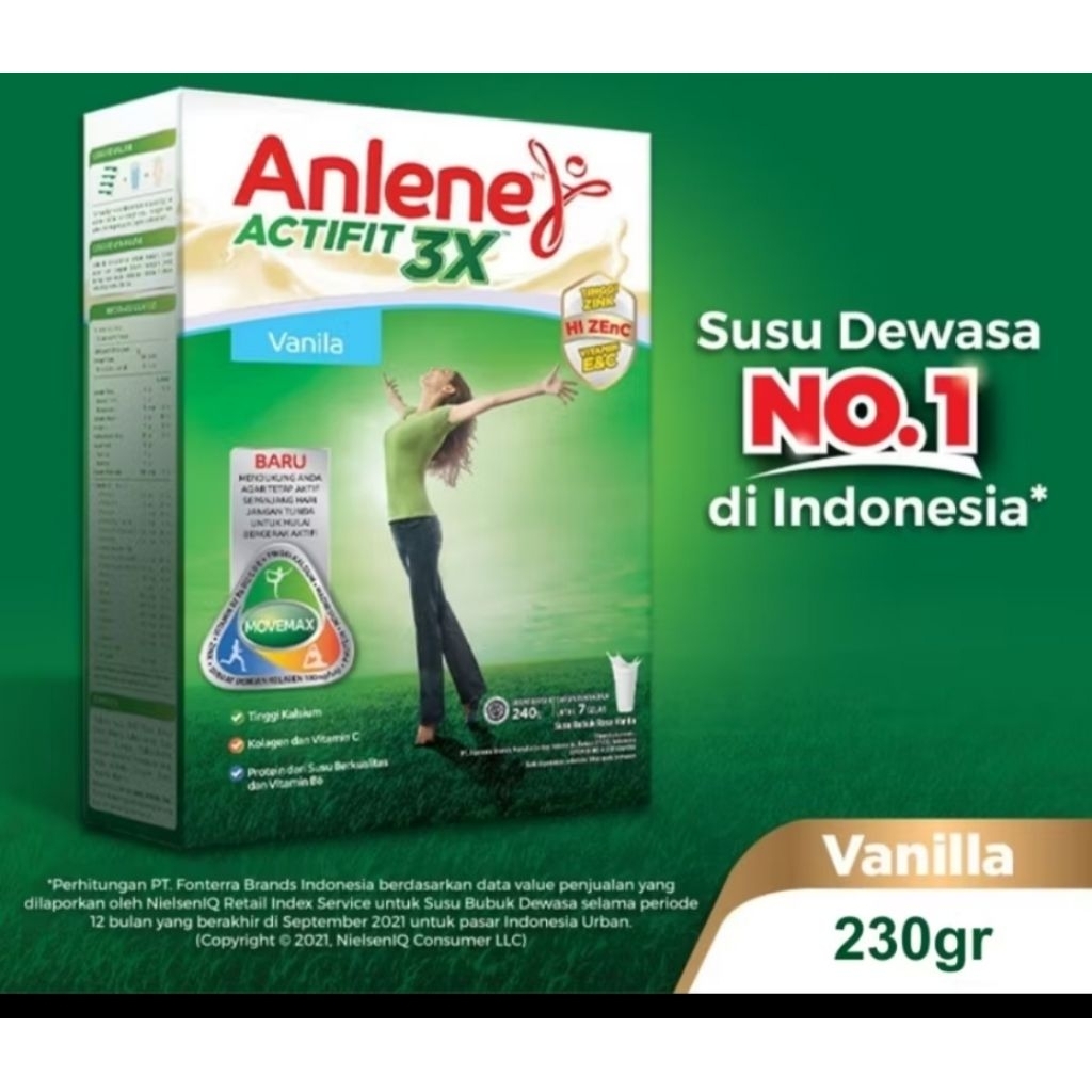 

PROMO CUCI GUDANG! susu ANLENE ACTIFIT 3x rasa Vanila/Cokelat 230gr. Paling Murah