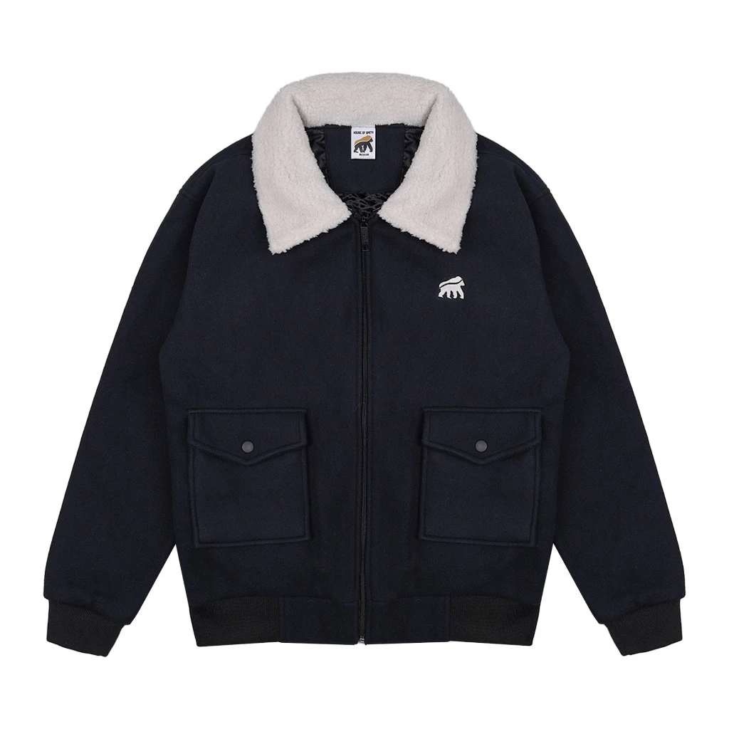 House of Smith BJM Jaket Sherpa Pria - Lasket Black #4 - Vintage Sherpa Jacket