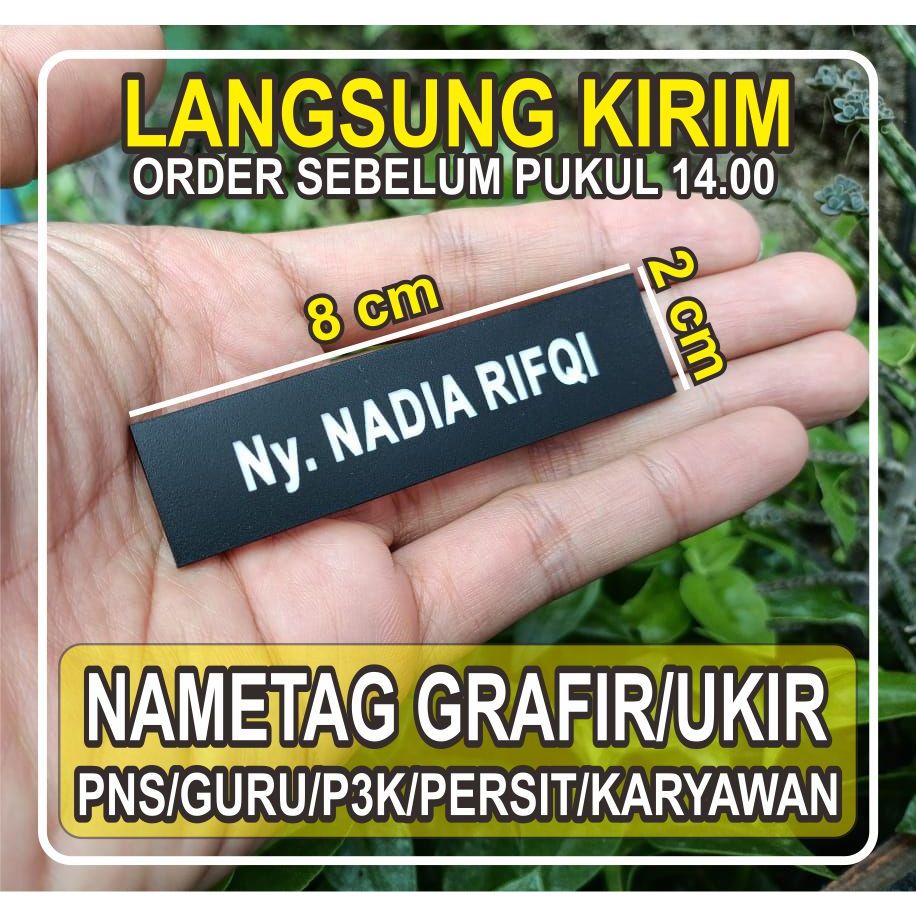 

TERLARIS_NAMETAG PAPAN NAMA PNS/ASN/P3K/GURU/PERSIT/TNI GRAFIR UKIR LANGSUNG KIRIM