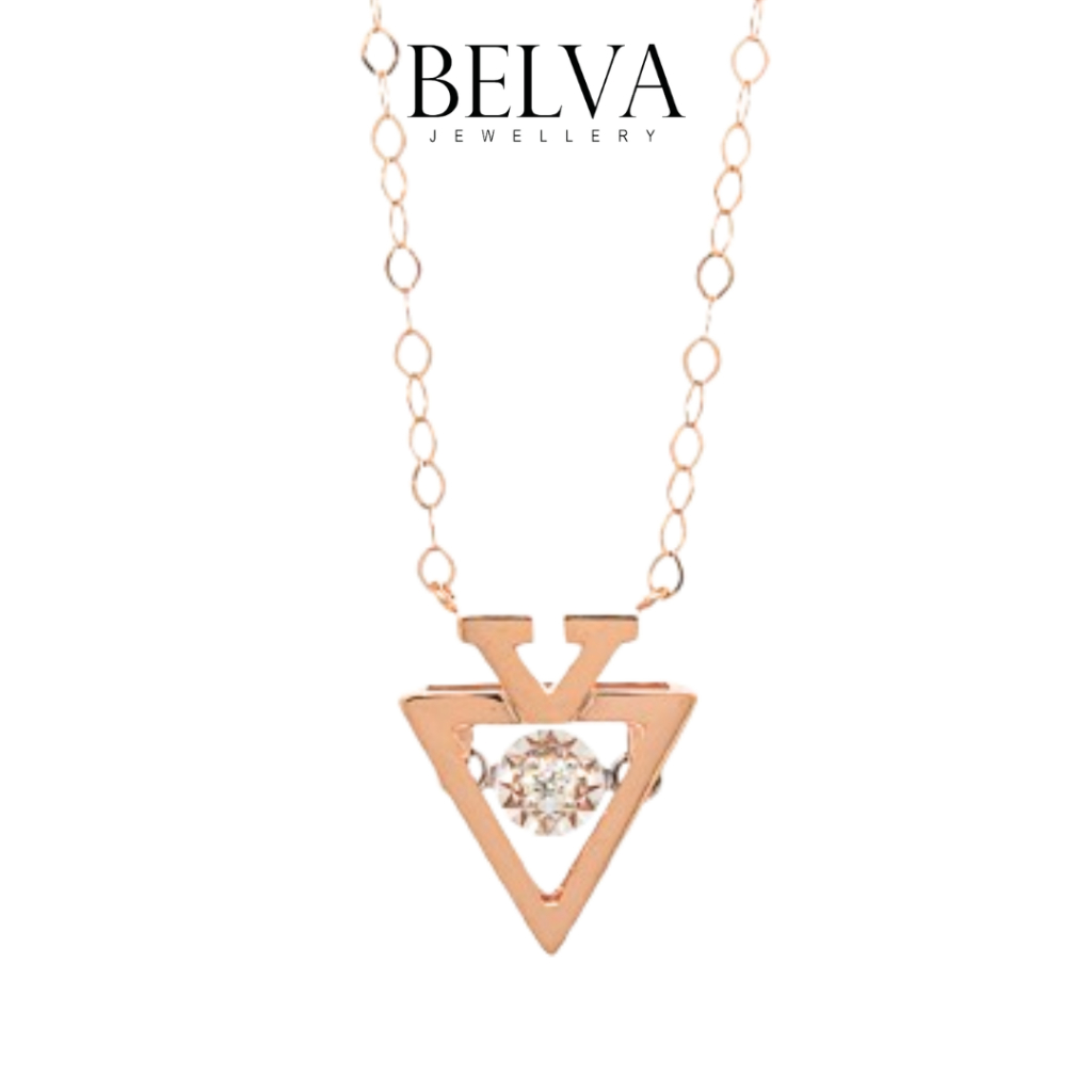 1 SET Liontin Berlian & Kalung Italy Rose Gold Pendant - Belva Jewellery