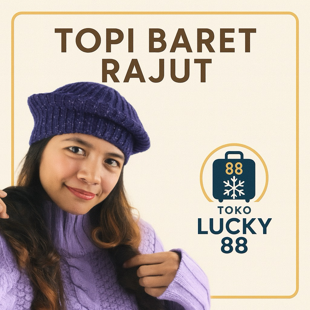 TL0124 Topi Baret Rajut Wool Glitter Hat Beret Glitter